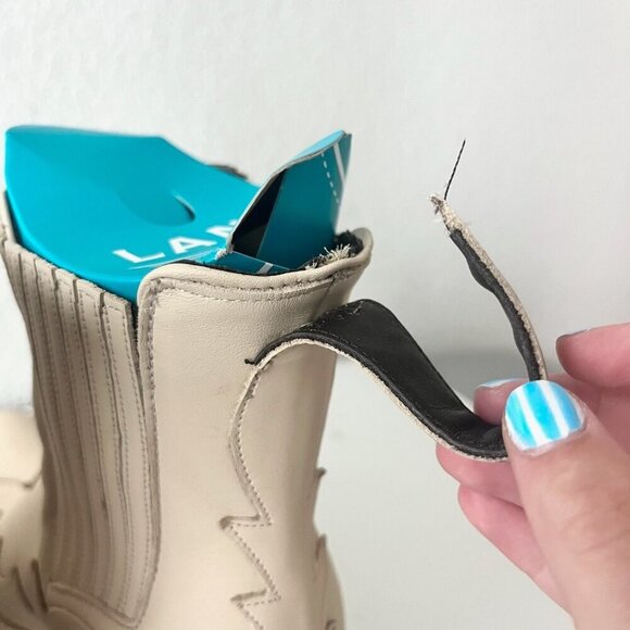 Lane CHELSEA Womens Cowboy Bootie 8 Western Pale Ivory Short Cowgirl Ankle Boots - Picture 4 of 12